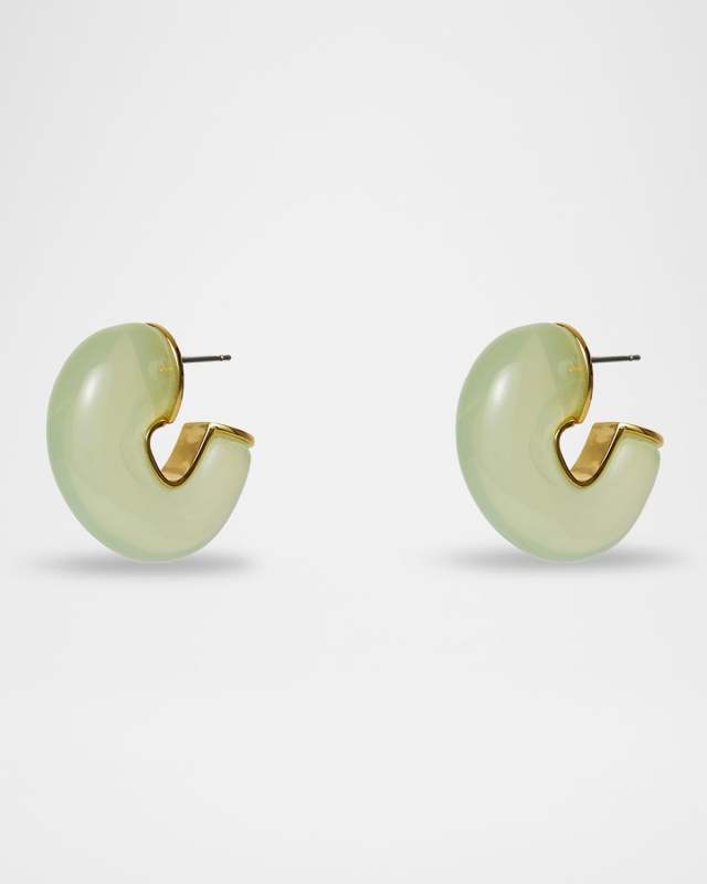 Birthstone Chunky Hoop Earrings, Green Peridot